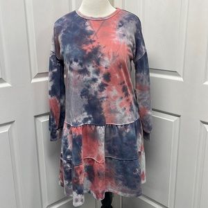 Ava James New Tie Dye Sweatshirt Dress Large NWT